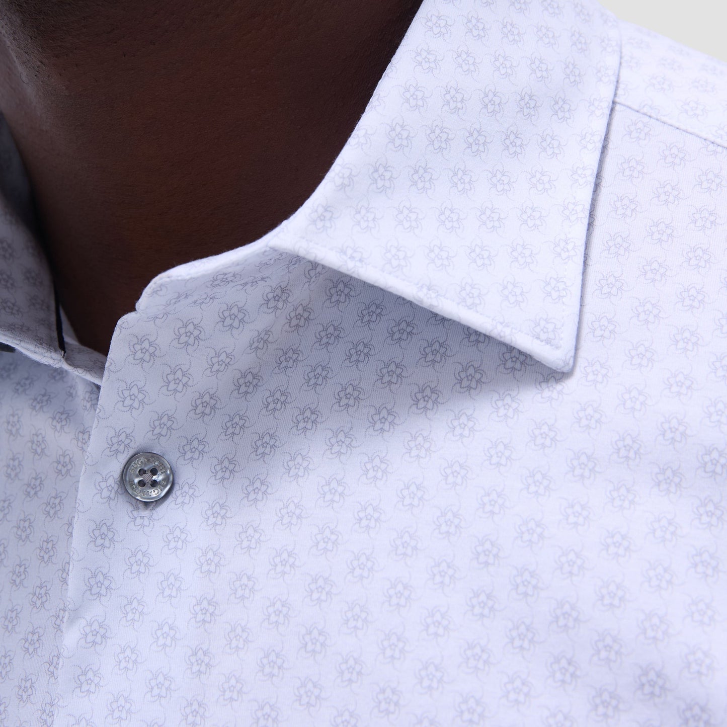 Bugatchi Miles Floral OoohCotton® Short-Sleeve Shirt Platinum