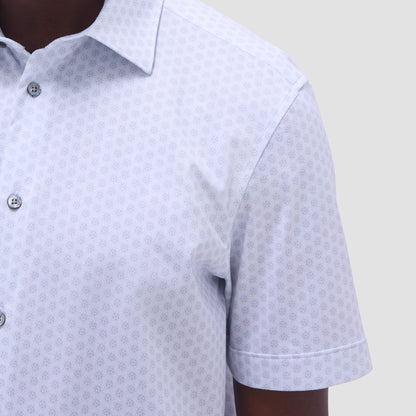 Bugatchi Miles Floral OoohCotton® Short-Sleeve Shirt Platinum