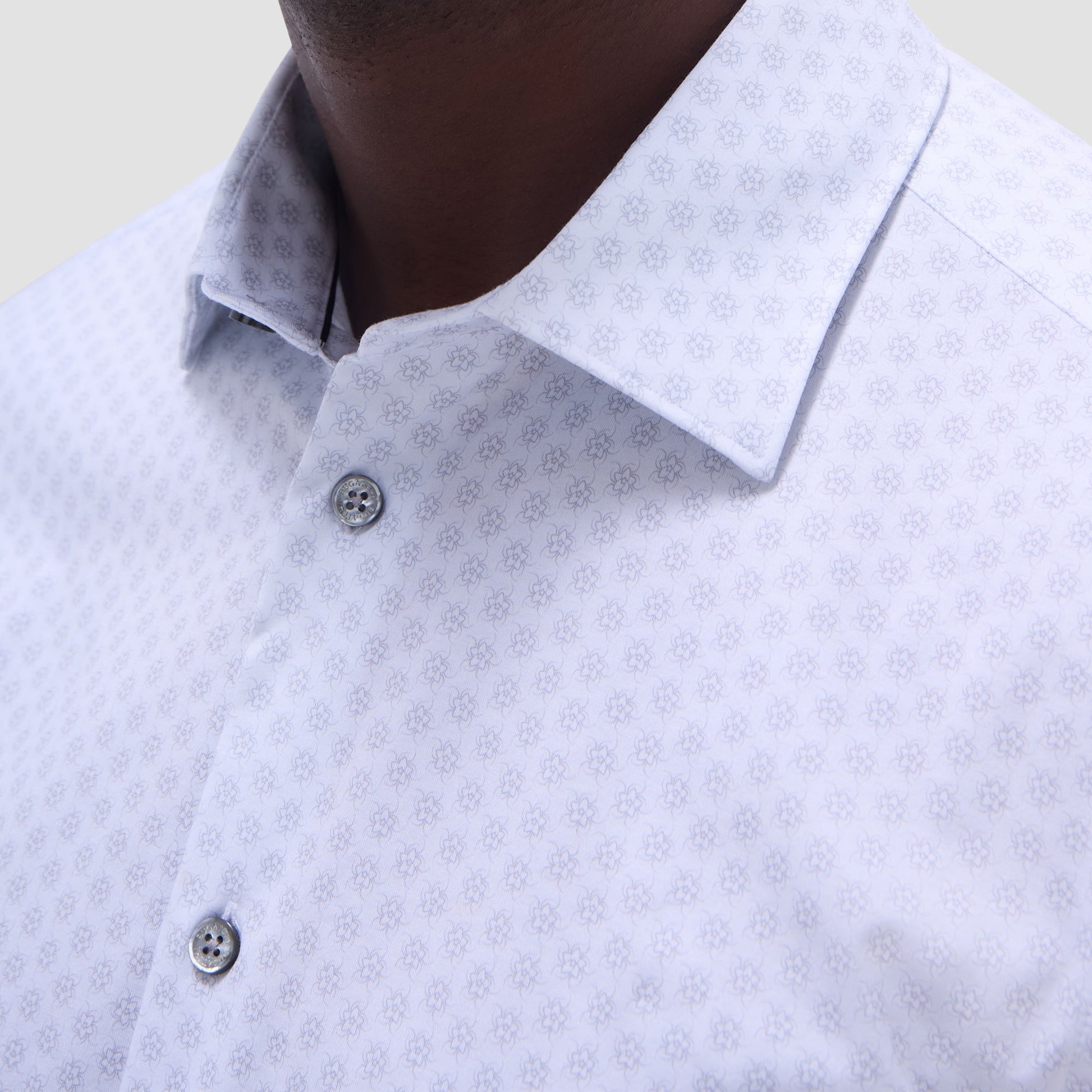 Bugatchi Miles Floral OoohCotton® Short-Sleeve Shirt Platinum