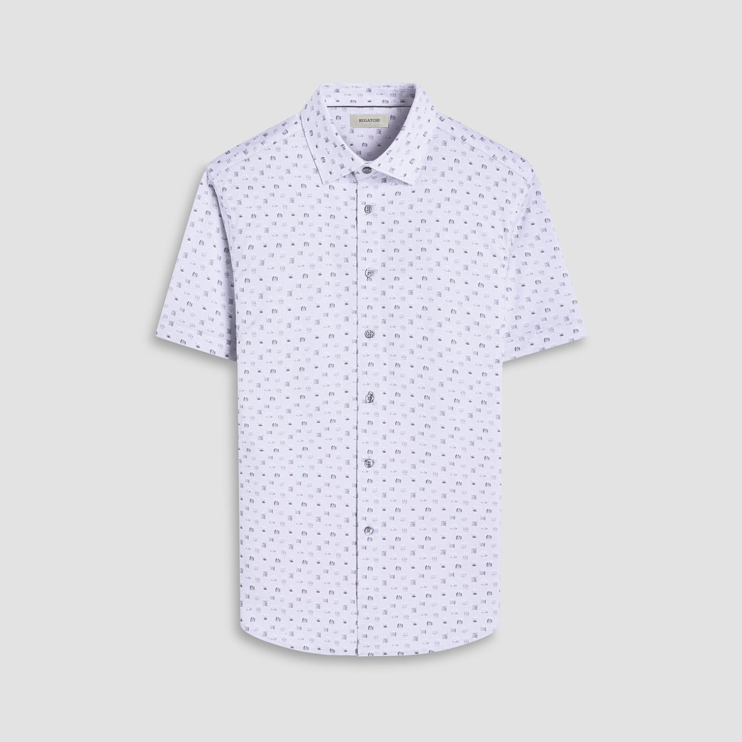 Bugatchi Miles Whiskey OoohCotton® Short-Sleeve Shirt Platinum