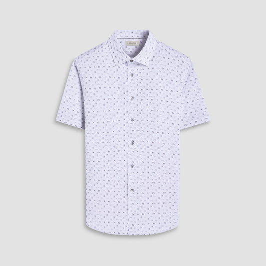 Bugatchi Miles Whiskey OoohCotton® Short-Sleeve Shirt Platinum