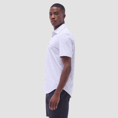 Bugatchi Miles Whiskey OoohCotton® Short-Sleeve Shirt Platinum