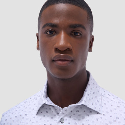 Bugatchi Miles Whiskey OoohCotton® Short-Sleeve Shirt Platinum