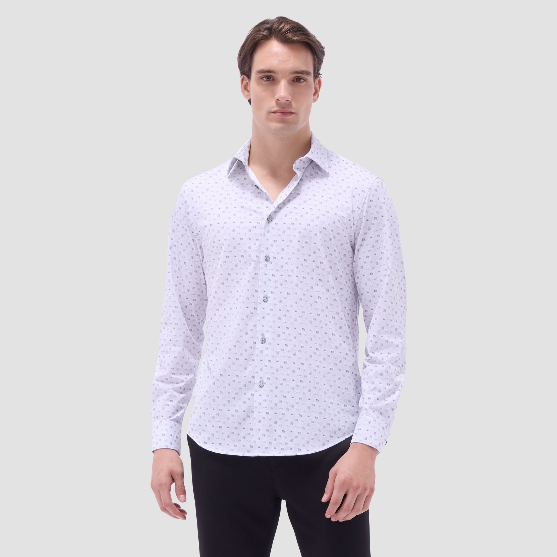 Bugatchi James Whiskey OoohCotton® Shirt Platinum