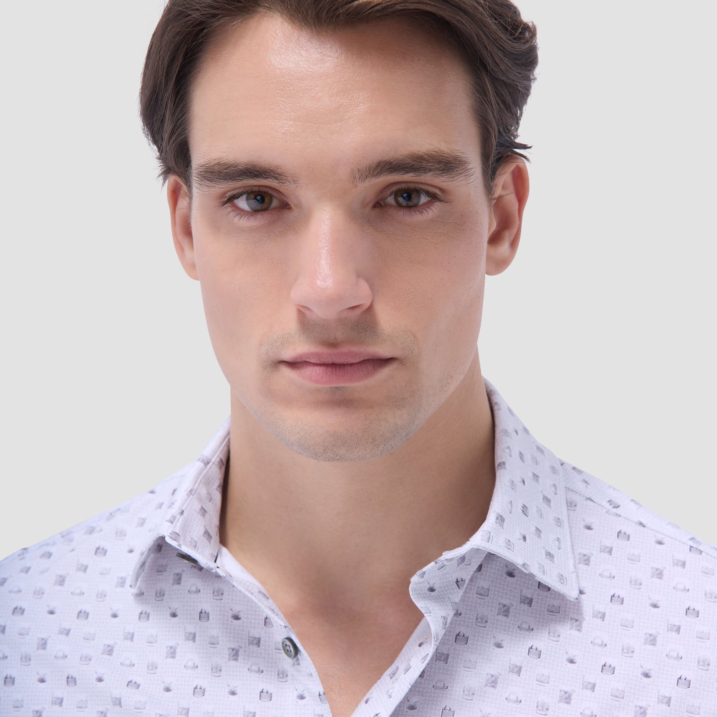 Bugatchi James Whiskey OoohCotton® Shirt Platinum