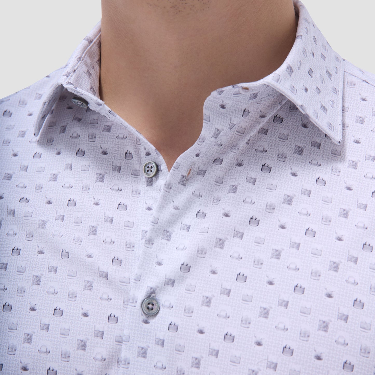 Bugatchi James Whiskey OoohCotton® Shirt Platinum