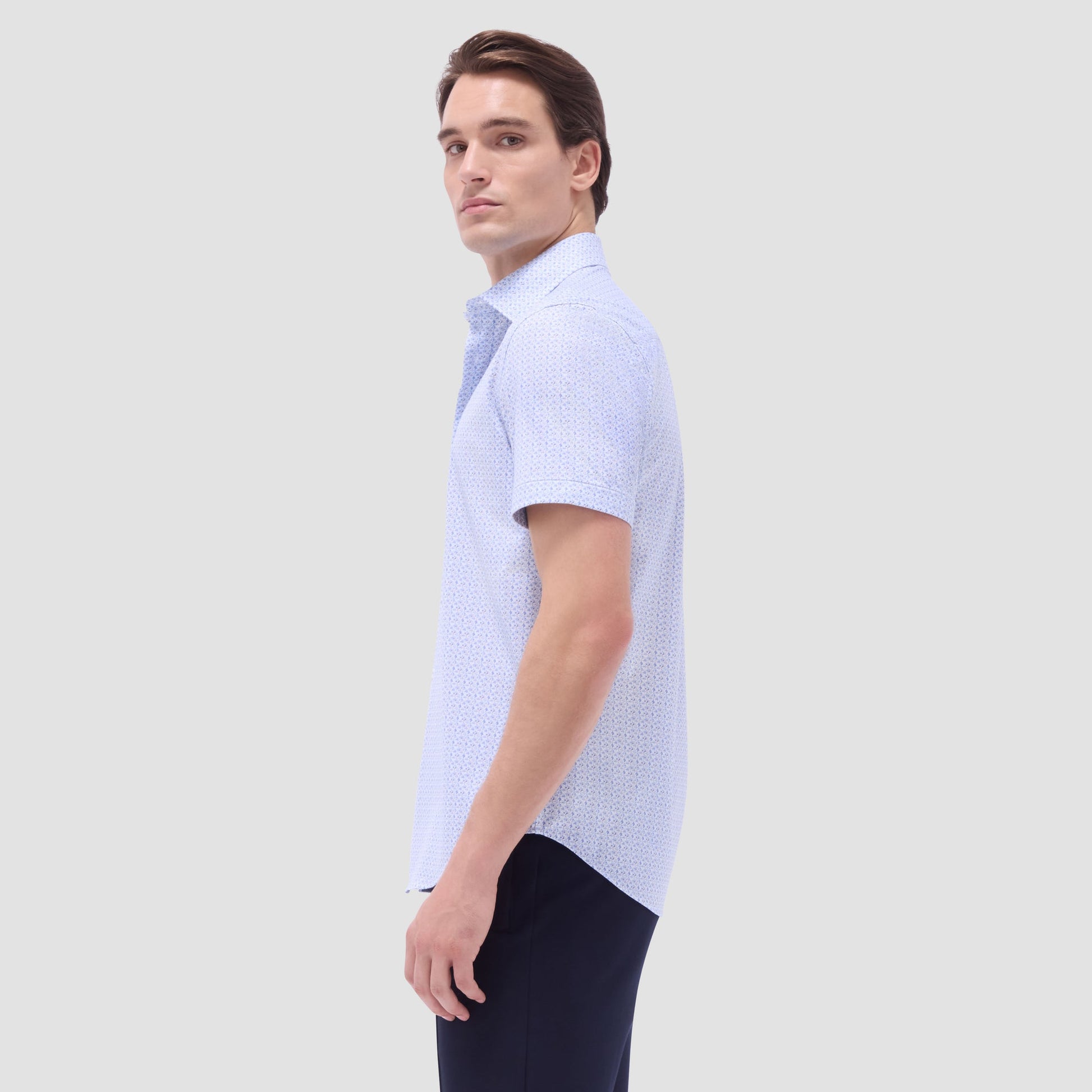 Bugatchi Miles Floral OoohCotton® Short-Sleeve Shirt Cobalt