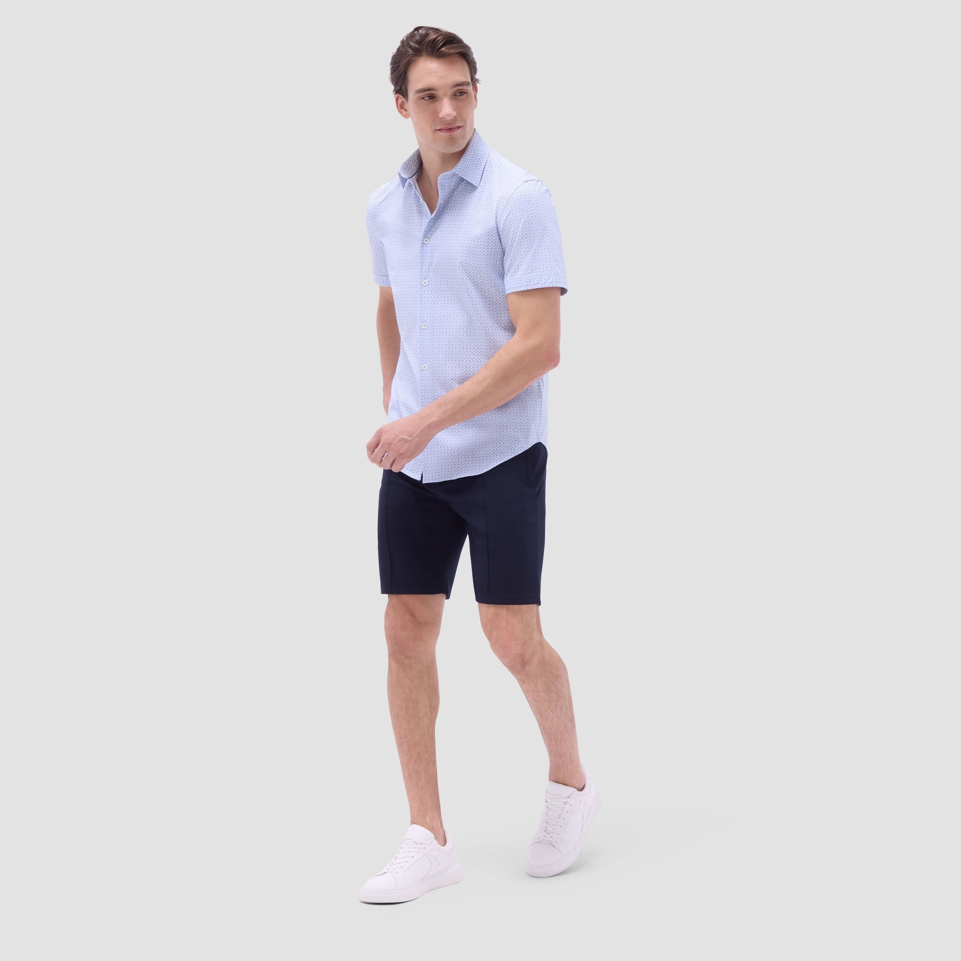 Bugatchi Miles Floral OoohCotton® Short-Sleeve Shirt Cobalt