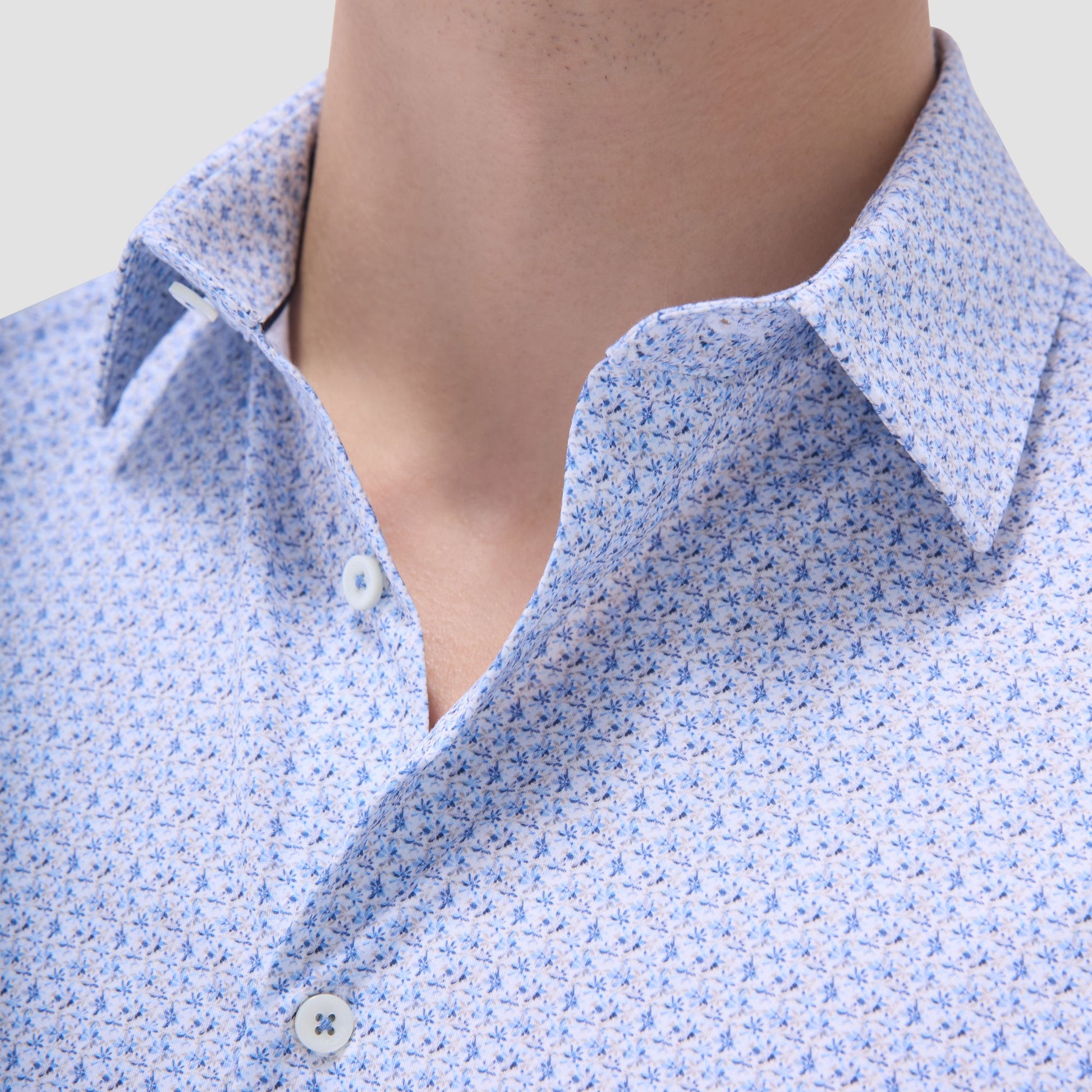 Bugatchi Miles Floral OoohCotton® Short-Sleeve Shirt Cobalt