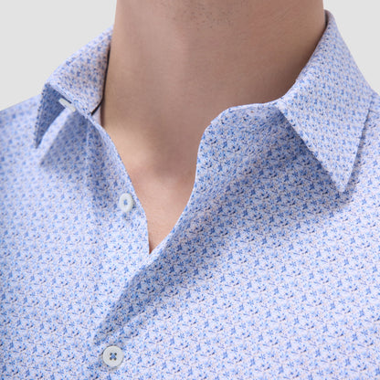 Bugatchi Miles Floral OoohCotton® Short-Sleeve Shirt Cobalt