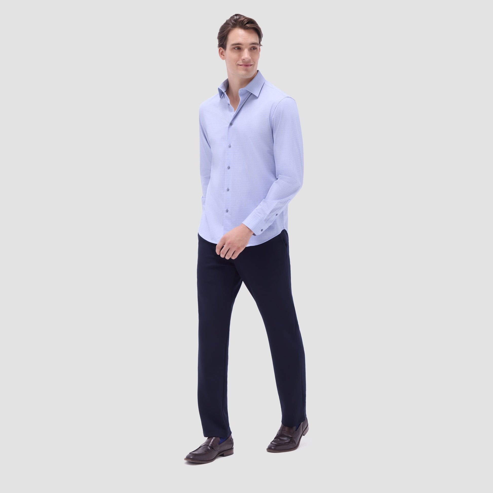 Bugatchi James Geometric OoohCotton® Shirt Air Blue