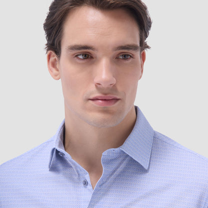 Bugatchi James Geometric OoohCotton® Shirt Air Blue