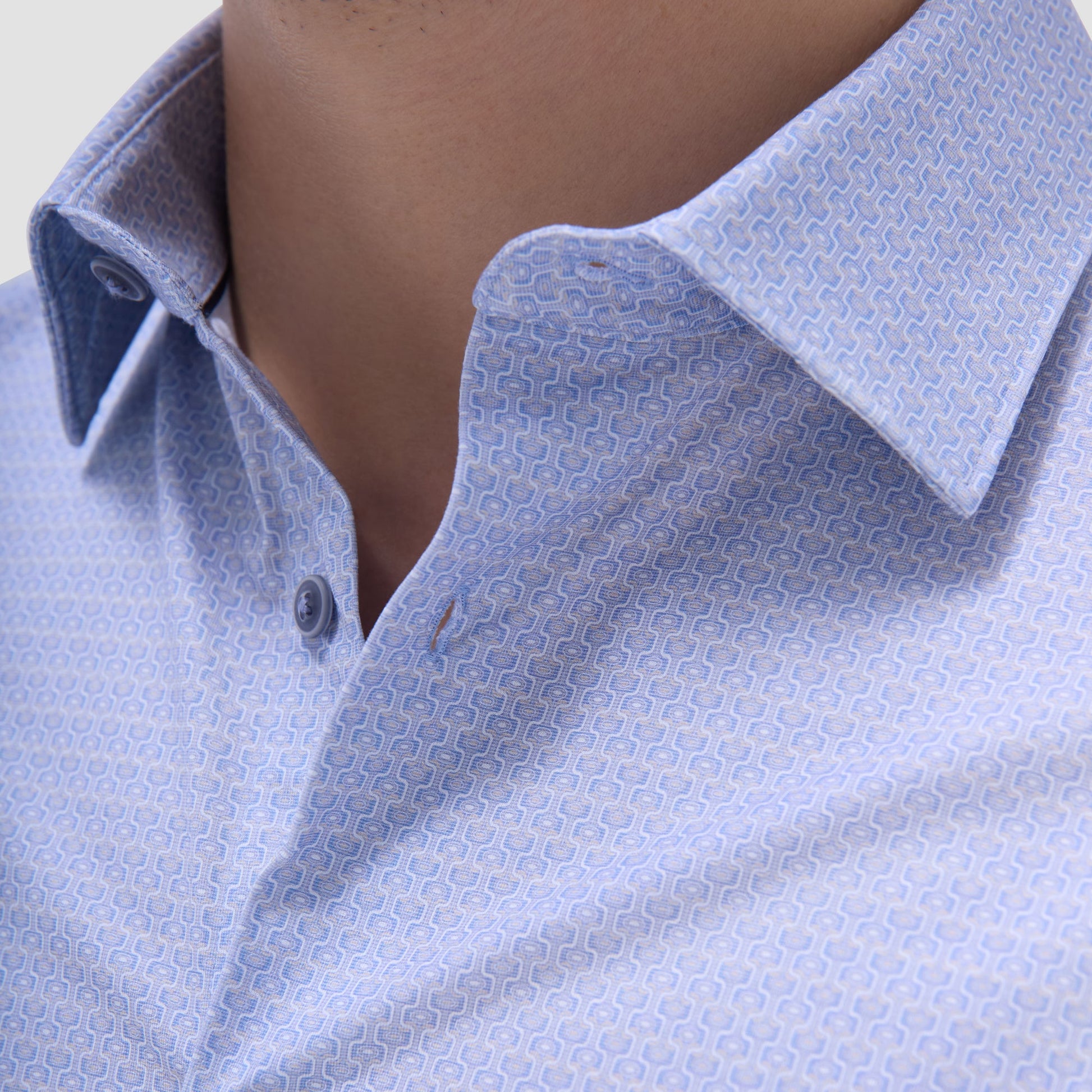Bugatchi James Geometric OoohCotton® Shirt Air Blue