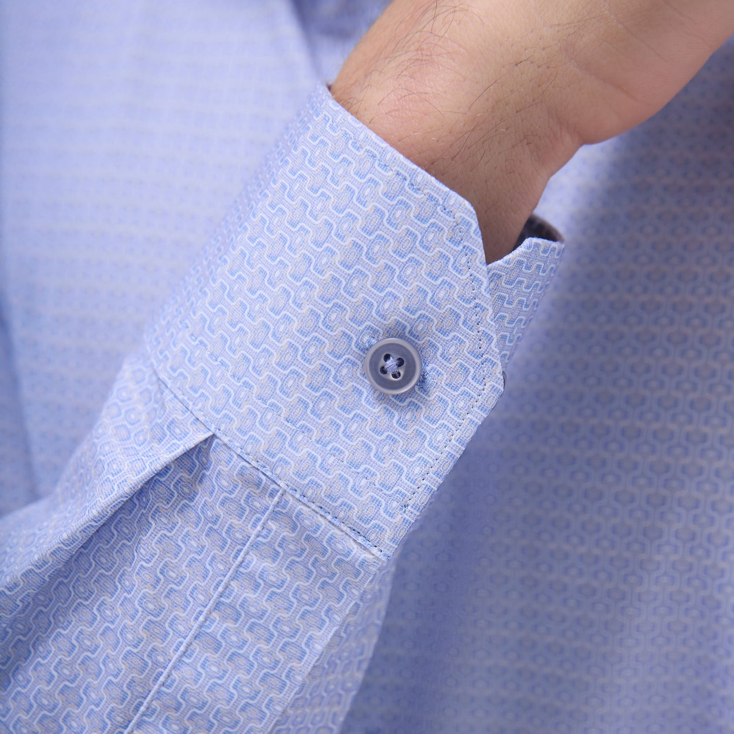 Bugatchi James Geometric OoohCotton® Shirt Air Blue