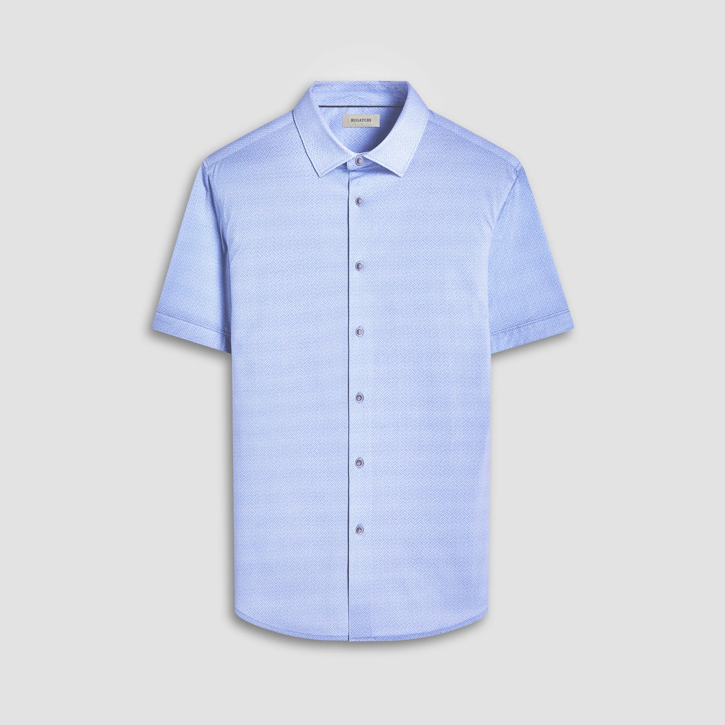 Bugatchi Miles Basketweave OoohCotton® Short-Sleeve Shirt Air Blue