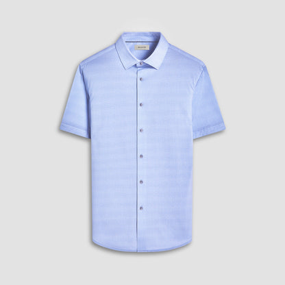 Bugatchi Miles Basketweave OoohCotton® Short-Sleeve Shirt Air Blue