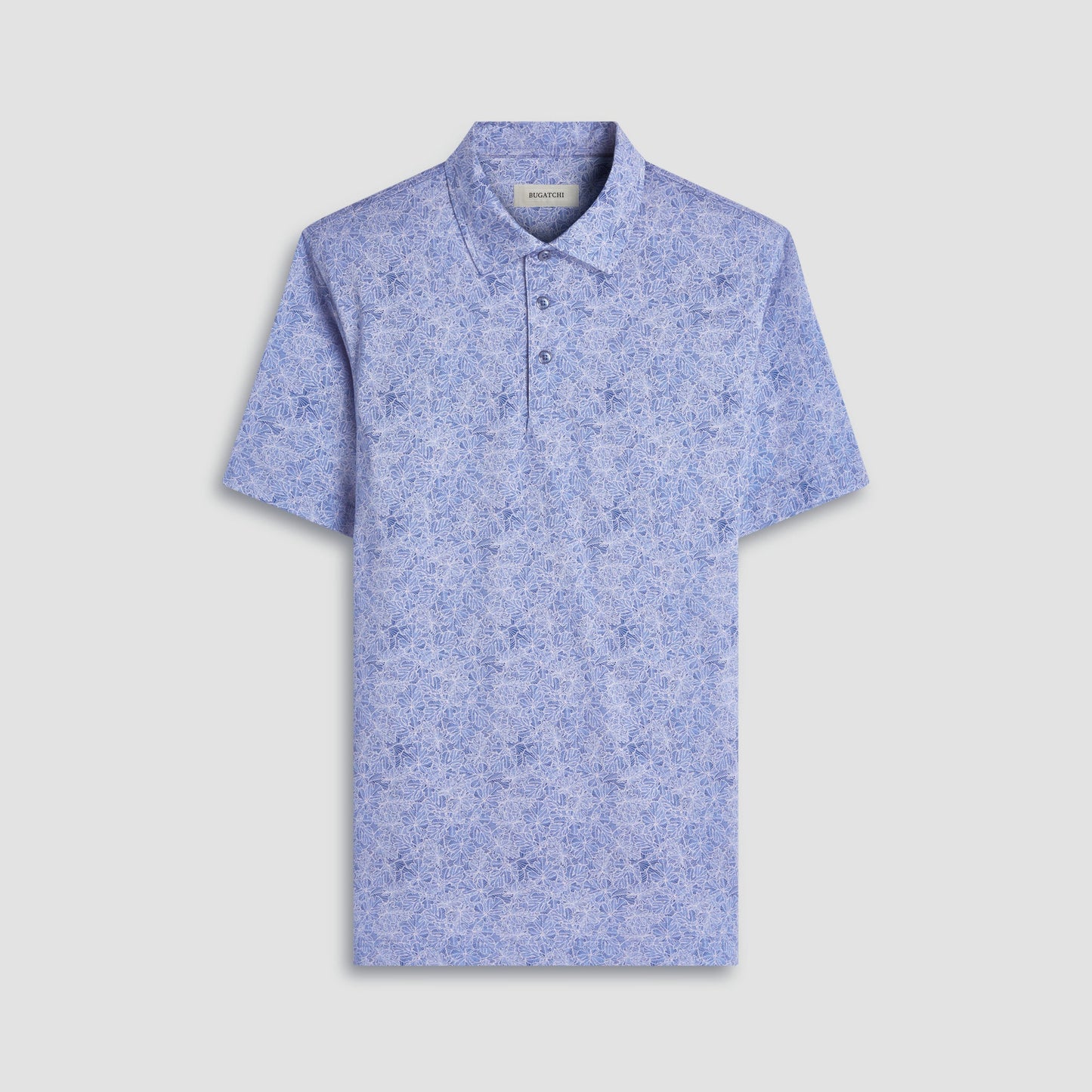 Bugatchi Victor Leaf Print OoohCotton® Polo Shirt Cobalt