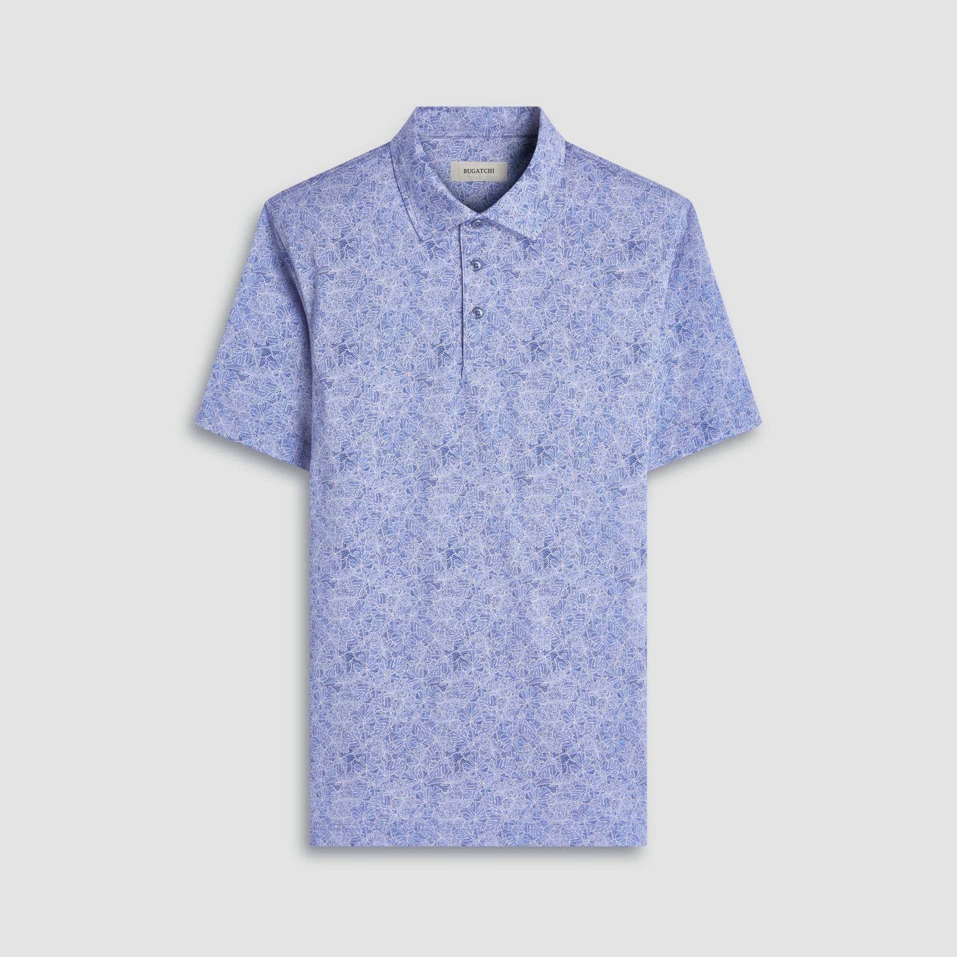 Bugatchi Victor Leaf Print OoohCotton® Polo Shirt Cobalt
