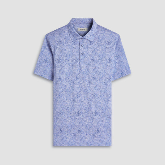 Bugatchi Victor Leaf Print OoohCotton® Polo Shirt Cobalt