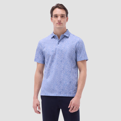 Bugatchi Victor Leaf Print OoohCotton® Polo Shirt Cobalt
