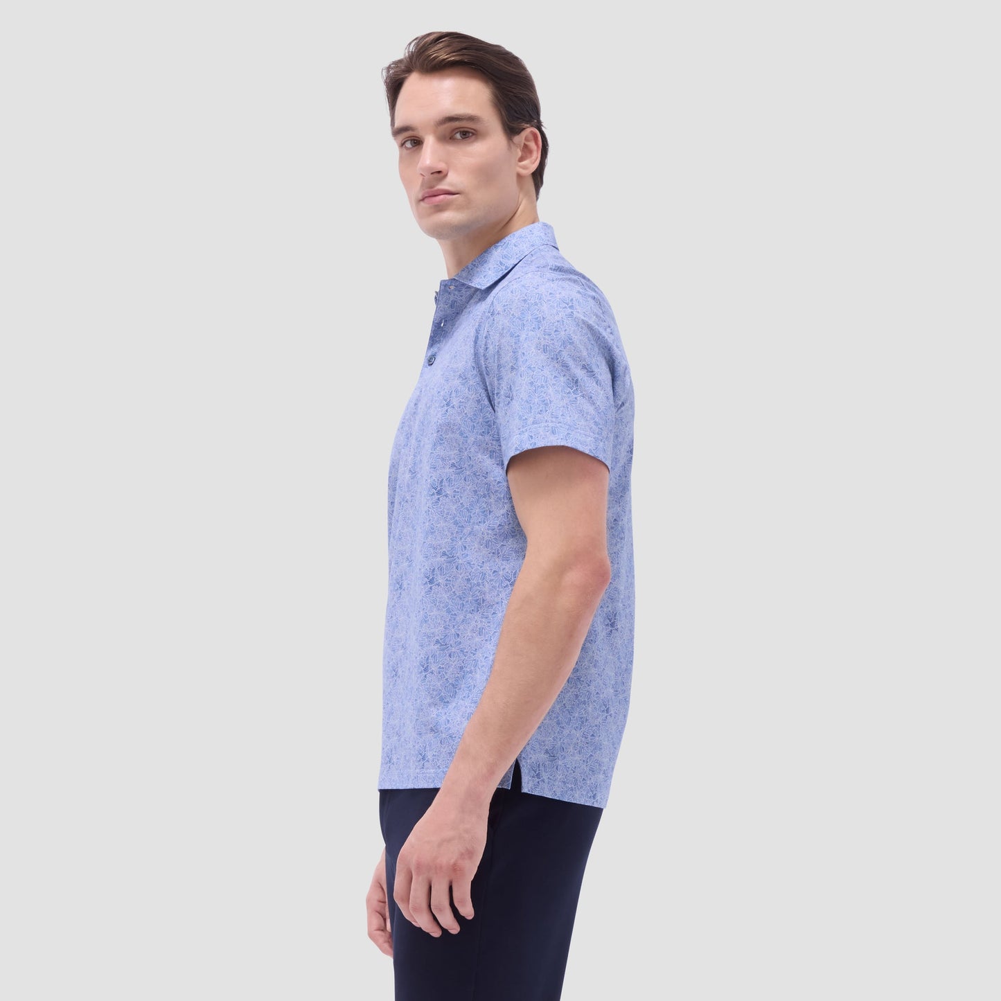 Bugatchi Victor Leaf Print OoohCotton® Polo Shirt Cobalt