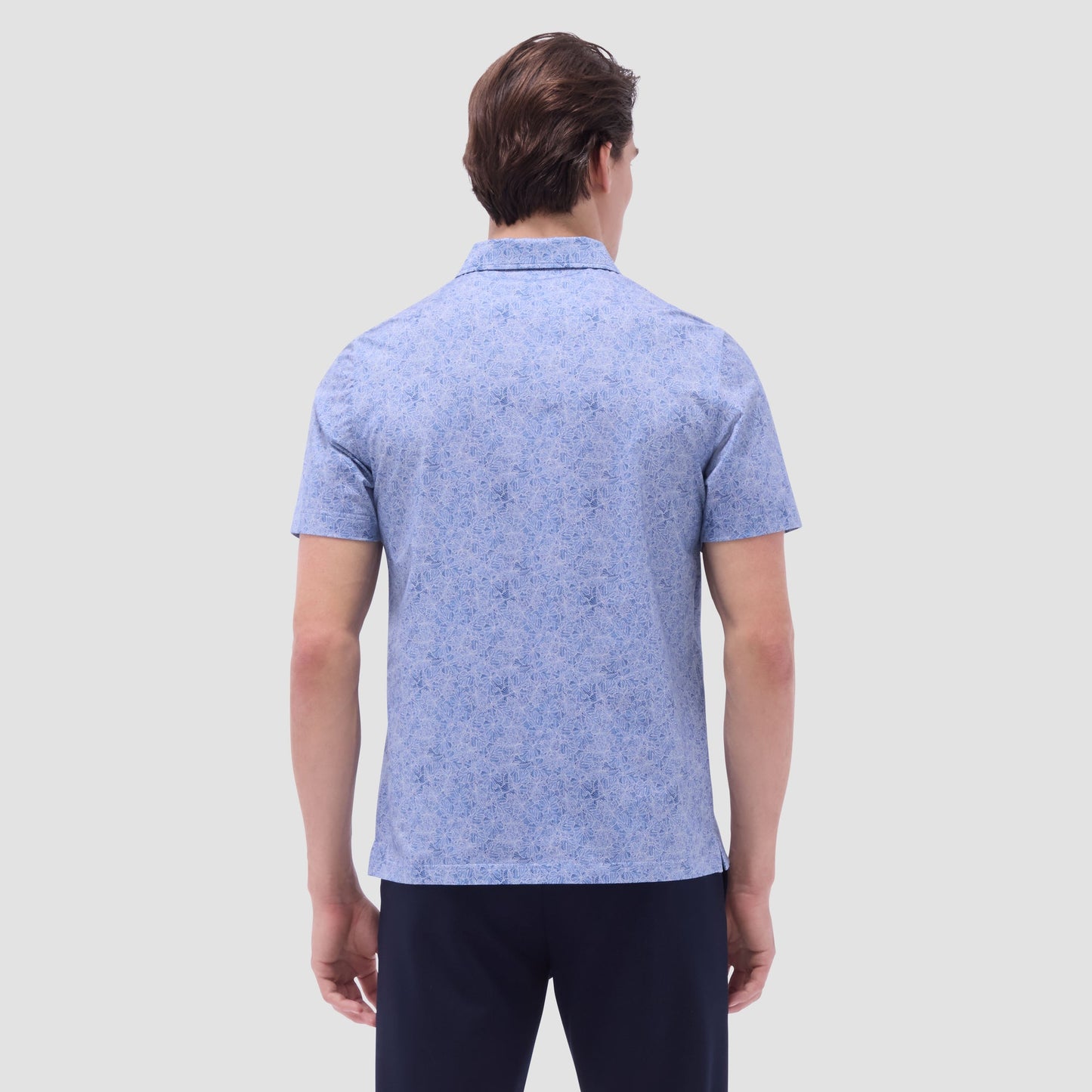 Bugatchi Victor Leaf Print OoohCotton® Polo Shirt Cobalt