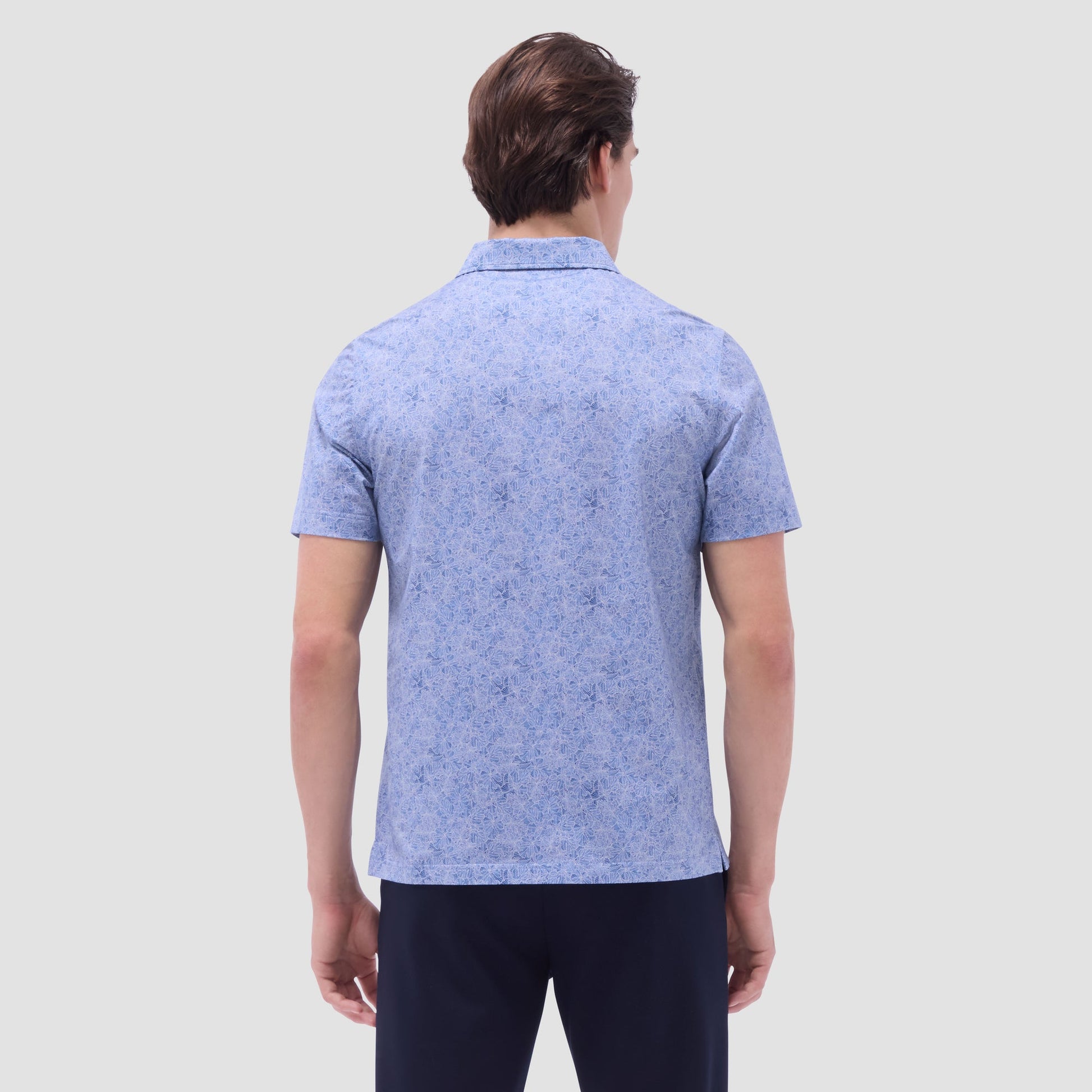 Bugatchi Victor Leaf Print OoohCotton® Polo Shirt Cobalt