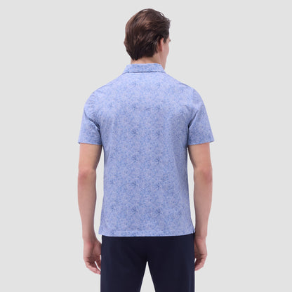 Bugatchi Victor Leaf Print OoohCotton® Polo Shirt Cobalt
