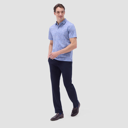 Bugatchi Victor Leaf Print OoohCotton® Polo Shirt Cobalt