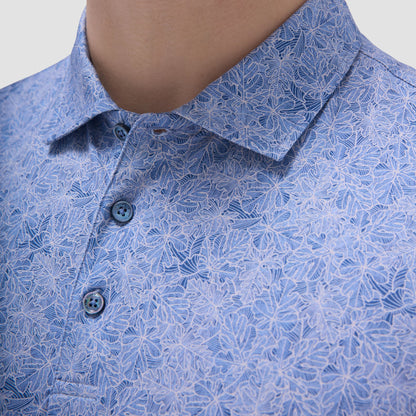 Bugatchi Victor Leaf Print OoohCotton® Polo Shirt Cobalt