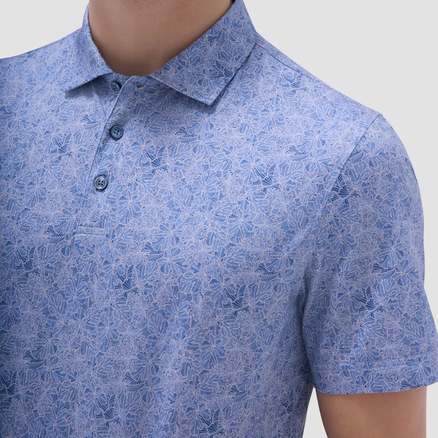 Bugatchi Victor Leaf Print OoohCotton® Polo Shirt Cobalt