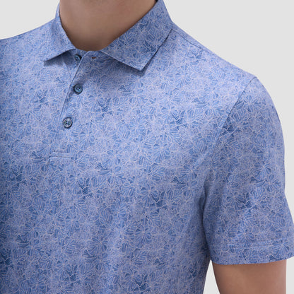 Bugatchi Victor Leaf Print OoohCotton® Polo Shirt Cobalt