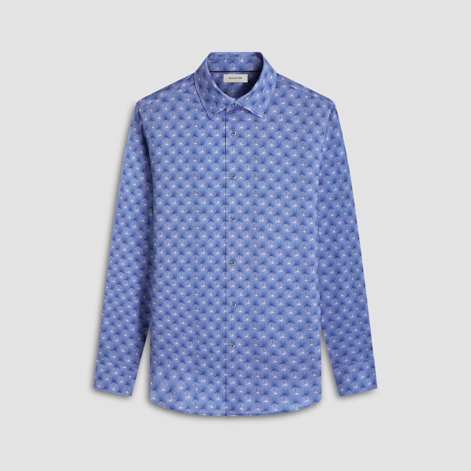 Bugatchi James Leaf Print OoohCotton® Shirt Cobalt