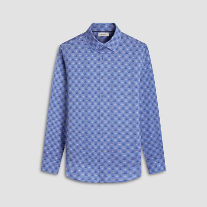 Bugatchi James Leaf Print OoohCotton® Shirt Cobalt