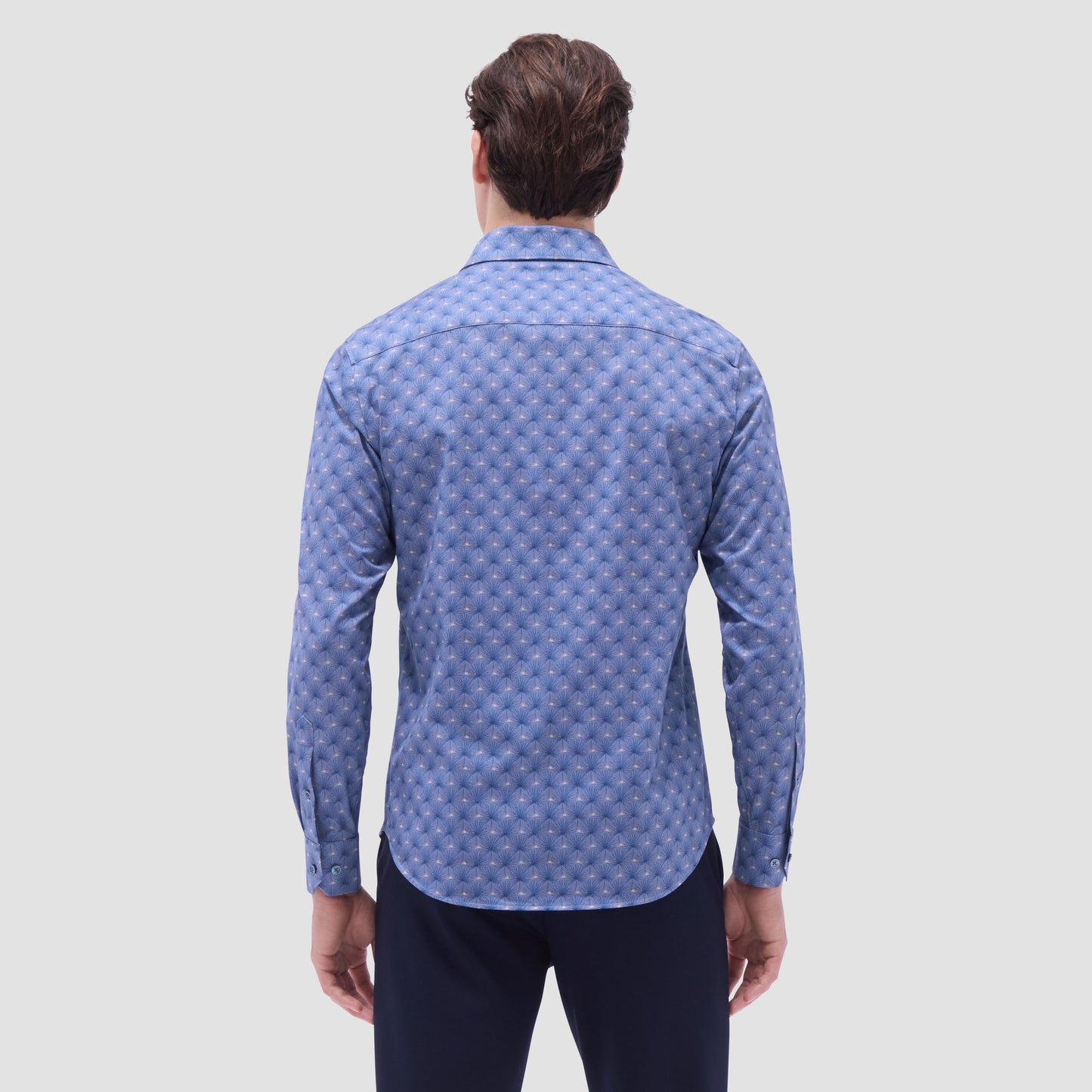 Bugatchi James Leaf Print OoohCotton® Shirt Cobalt