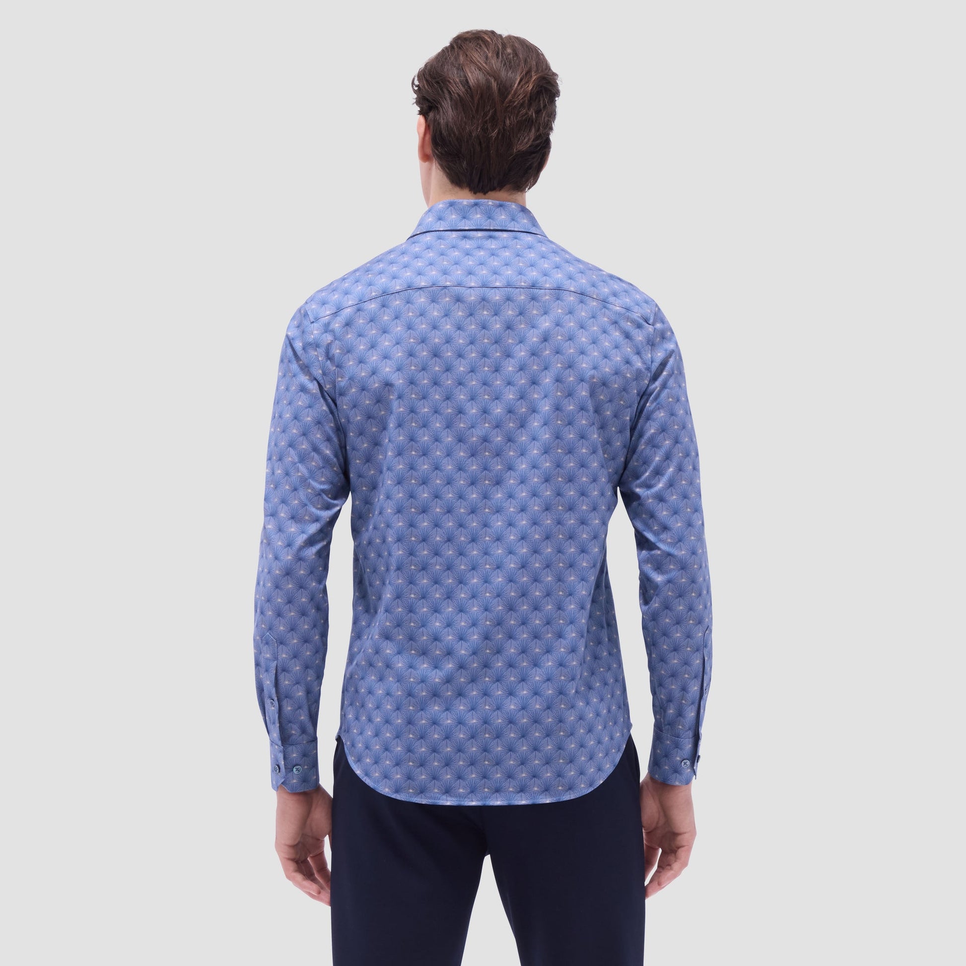Bugatchi James Leaf Print OoohCotton® Shirt Cobalt