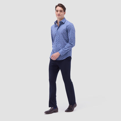Bugatchi James Leaf Print OoohCotton® Shirt Cobalt