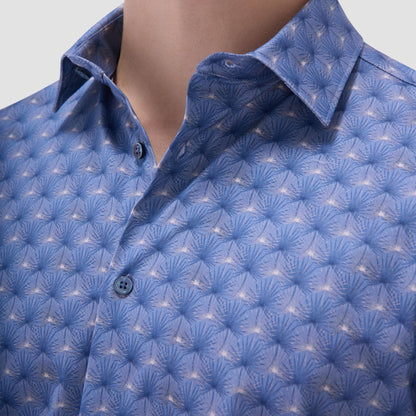 Bugatchi James Leaf Print OoohCotton® Shirt Cobalt