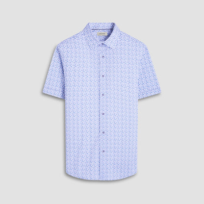 Bugatchi Miles Abstract OoohCotton® Short-Sleeve Shirt Classic Blue
