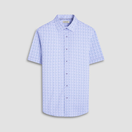 Bugatchi Miles Abstract OoohCotton® Short-Sleeve Shirt Classic Blue
