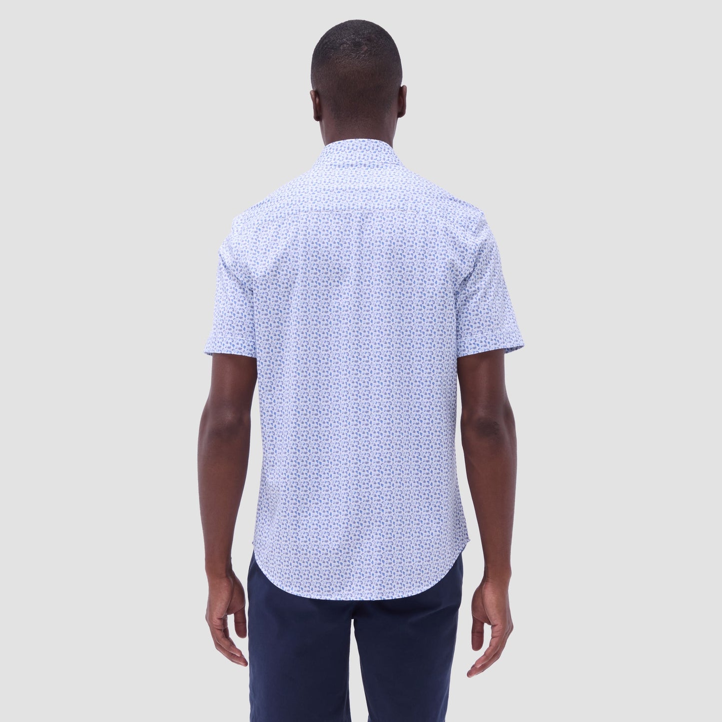 Bugatchi Miles Abstract OoohCotton® Short-Sleeve Shirt Classic Blue