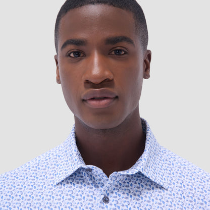 Bugatchi Miles Abstract OoohCotton® Short-Sleeve Shirt Classic Blue