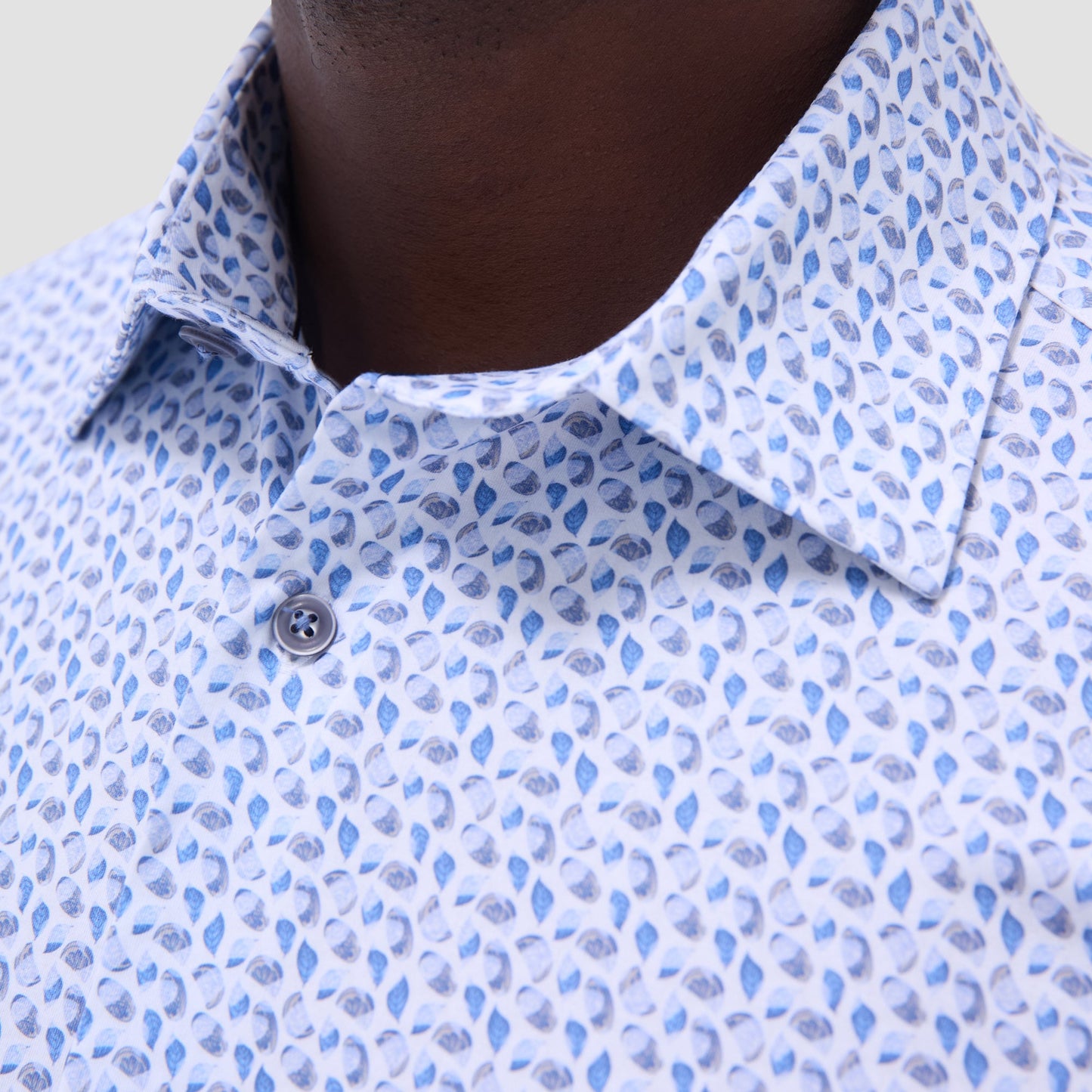Bugatchi Miles Abstract OoohCotton® Short-Sleeve Shirt Classic Blue