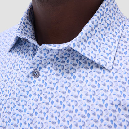 Bugatchi Miles Abstract OoohCotton® Short-Sleeve Shirt Classic Blue