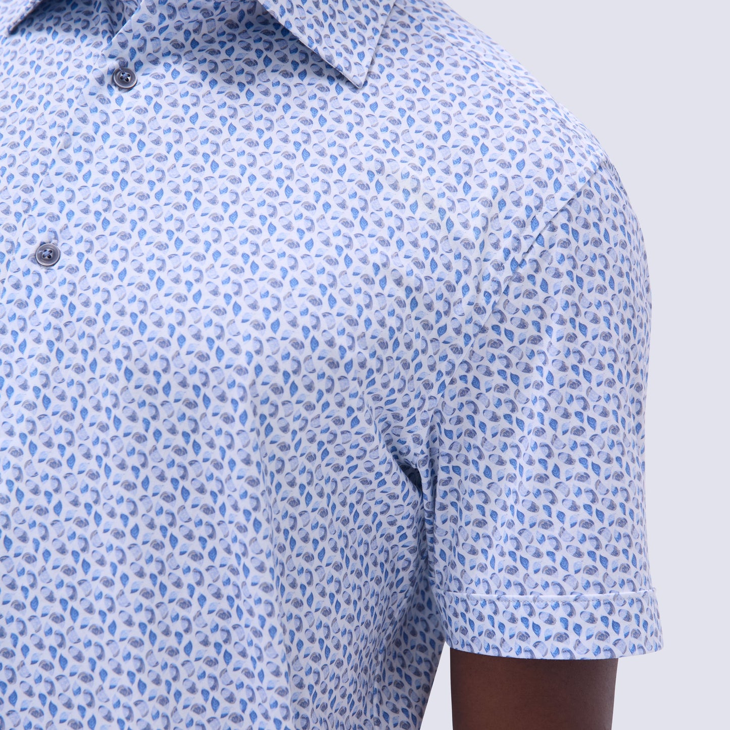 Bugatchi Miles Abstract OoohCotton® Short-Sleeve Shirt Classic Blue