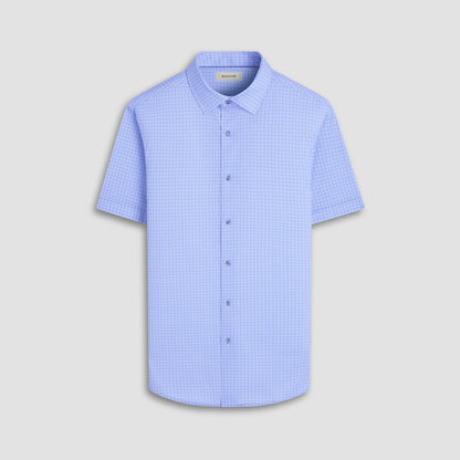 Bugatchi Miles Geometric OoohCotton® Short-Sleeve Shirt Air Blue