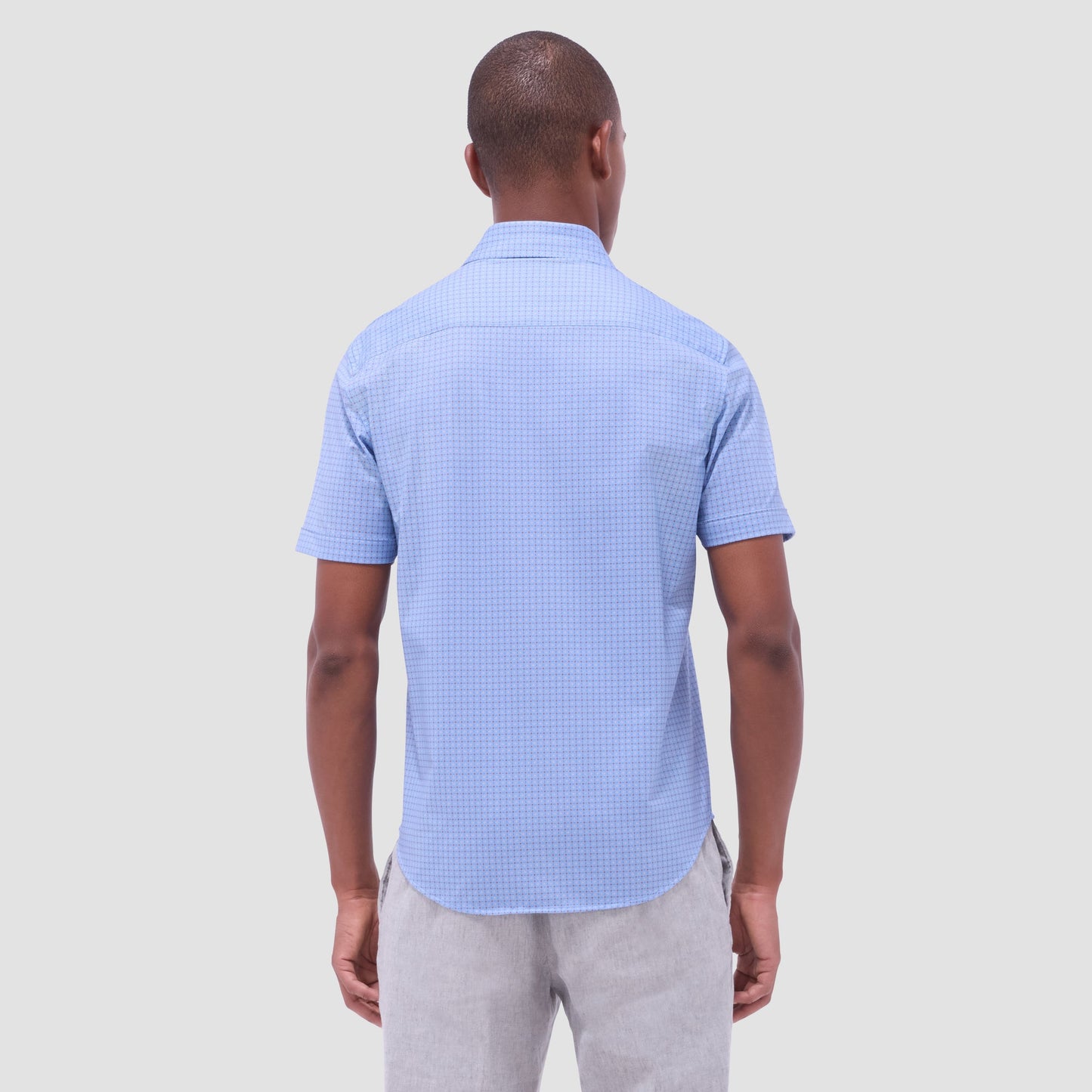 Bugatchi Miles Geometric OoohCotton® Short-Sleeve Shirt Air Blue