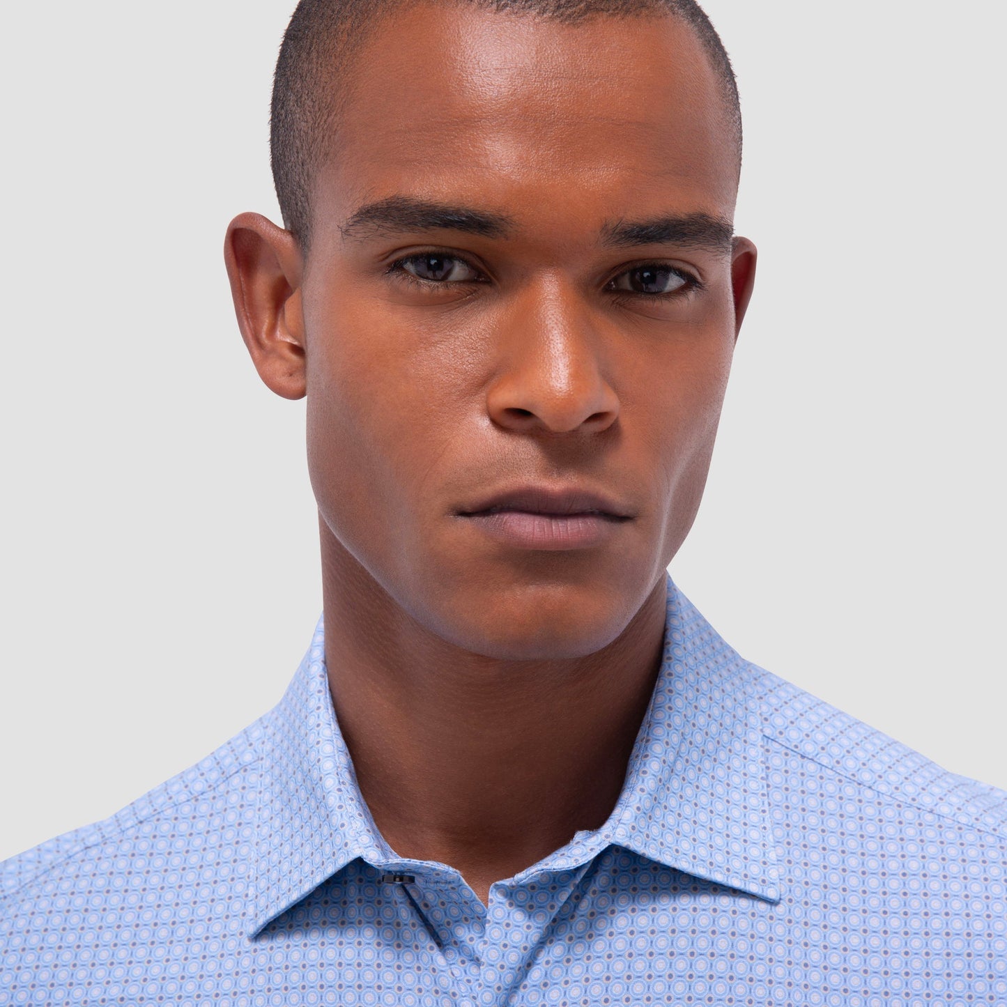 Bugatchi Miles Geometric OoohCotton® Short-Sleeve Shirt Air Blue