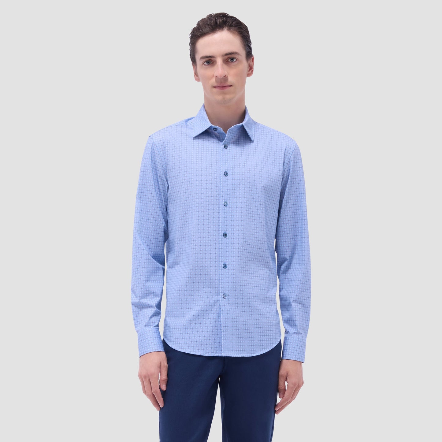 Bugatchi James Geometric OoohCotton® Shirt Air Blue