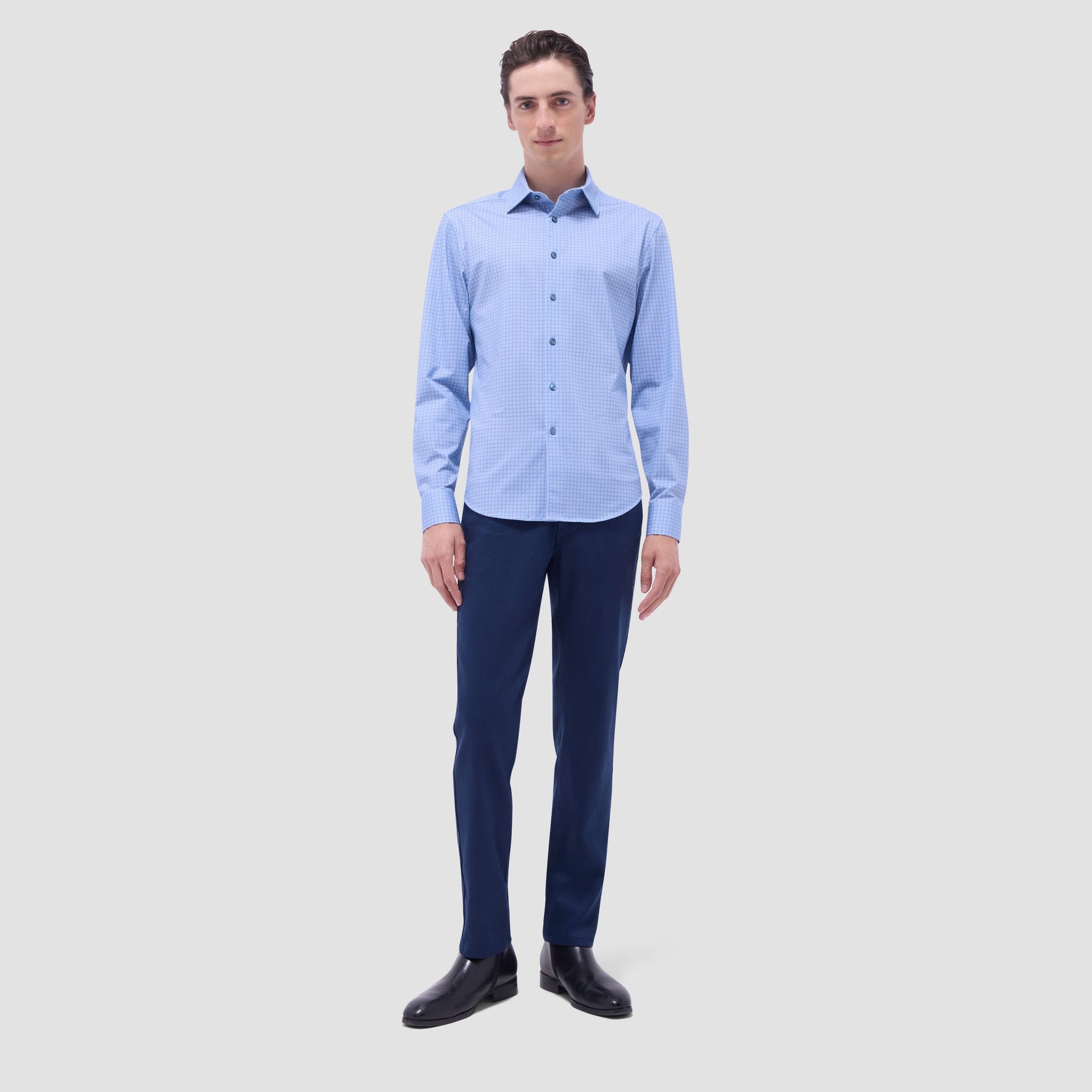 Bugatchi James Geometric OoohCotton® Shirt Air Blue